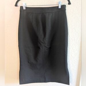 Anthropologie The Essential Pencil Skirt Woven Black Side Zip Side Slits Office